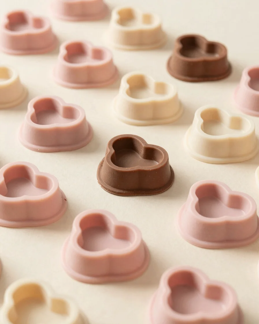 Editorial product photography of pastel pink and cream handmade s